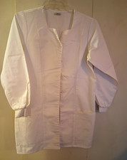 Barco Womens White Nurse Warm Up Jacket Poly Cotton Blend Size Med 20W X 32 Long