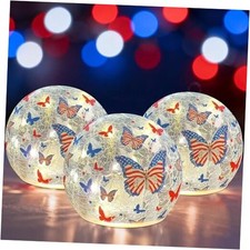 Memorial Day Decorations,3PCS Independence Day Decorative Lights, red butterfly