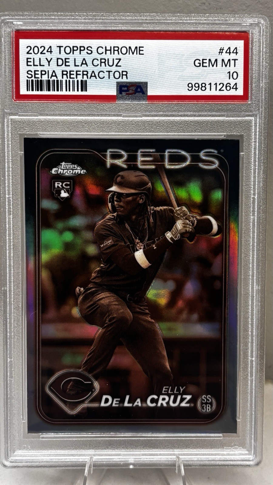 2024 Topps Chrome Elly De La Cruz 44 Sepia Refractor PSA 10 RC,Rookie