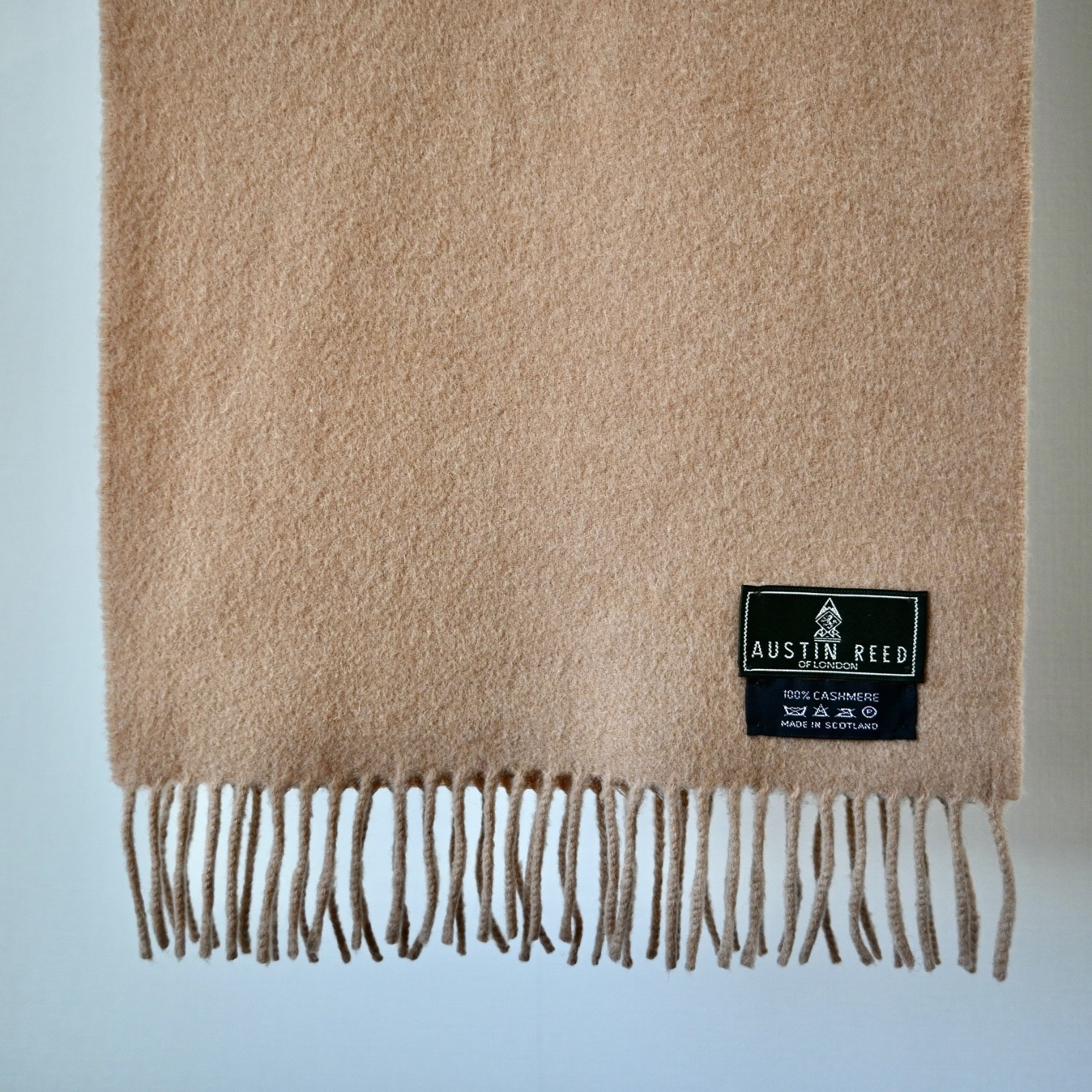 Vintage 1990s AUSTIN REED 100% cashmere scarf, late beige, made in Scotland