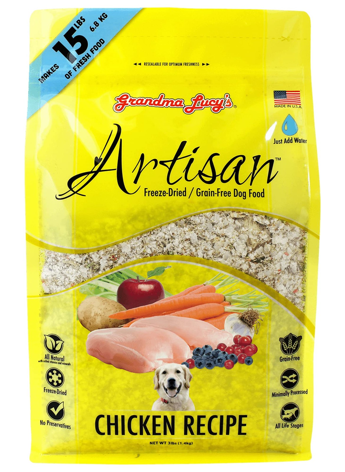 Grandma Lucy's Artisan Dog Food, Grain Free and Freeze-Dried - Artisan Chicken,