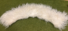 LARGE REAL WHITE MONGOLIAN LAMBFUR COLLAR SOFT SUPPLE USA Lined , 23" x 5"