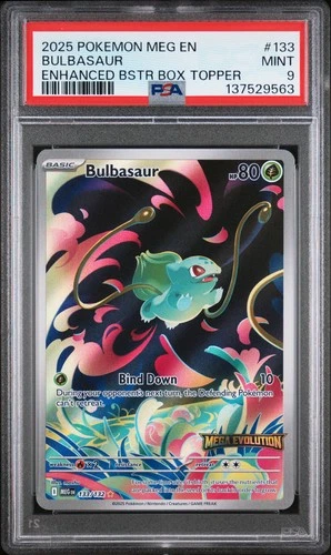 2025 POKEMON MEG EN-MEGA EVOLUTION ENHANCED BOOSTER BOX TOPPER BULBASAUR PSA 9