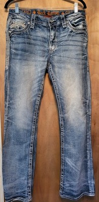 Rock Revival Adele Boot Jeans Blue Distressed RN# 124708 Women's Size 30