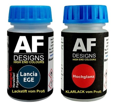 Lackstift für  Lancia EGE Blu Urgano Metallic + Klarlack je 50ml Autolack Basisl