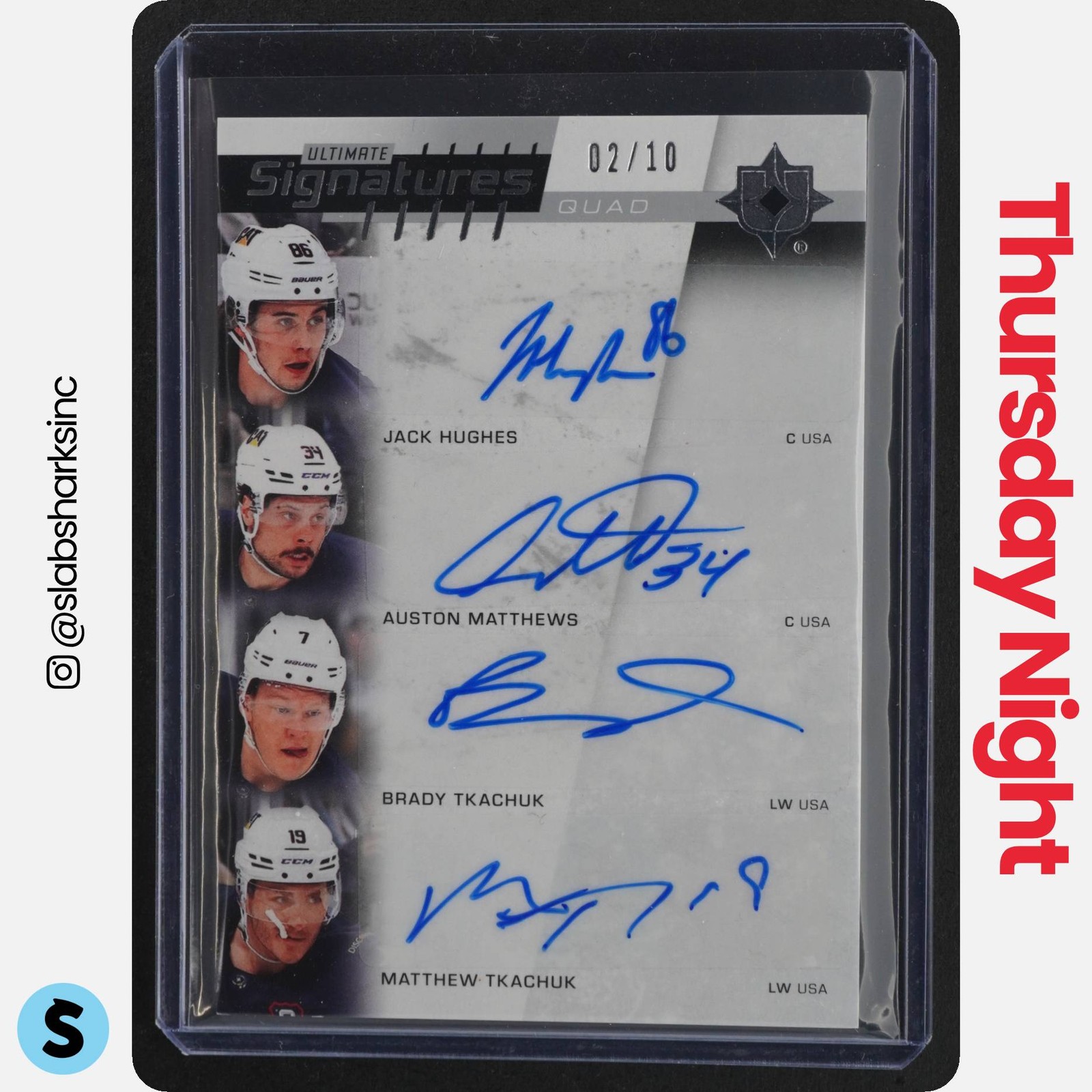 2025 ULTIMATE COLLECTION J. HUGHES/MATTHEWS/B. TKACHUK/M. TKACHUK QUAD AUTO /10