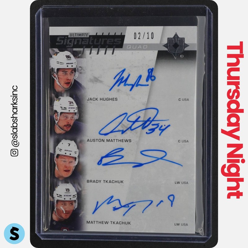 2025 ULTIMATE COLLECTION J. HUGHES/MATTHEWS/B. TKACHUK/M. TKACHUK QUAD AUTO /10