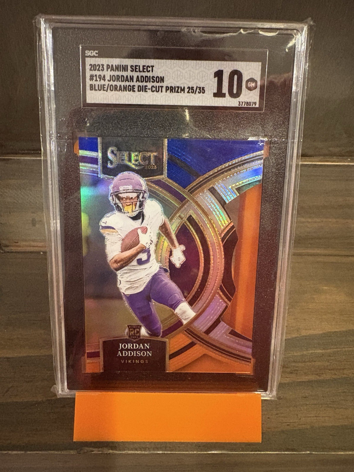 2023 Select - Premier Level Jordan Addison (RC) /35 - Orange & Blue Prizm