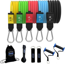 Patented Basic Series Resistance Band Set - 5 Resistance Bands with Snap Reducti