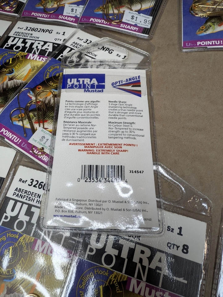 LOT of 232 Mustad Ultra Point Aberdeen Panfish Hooks Size 1 (29 Packs Of 8) NEW - Image 3 of 3