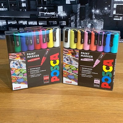   Uni Posca Paint Markers Pens Permanent Standard & Pastel Colours PC-3M 2 Sets