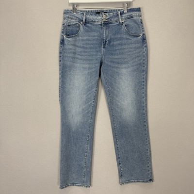 Hudson Slim Straight Jeans Womens 12 Blue 2 Button Denim Luxury Minimalist Basic