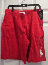 POLO RALPH LAUREN KIDS RED KNIT BIG PONY DRAWSTRING SHORTS SIZE XL 18/20 