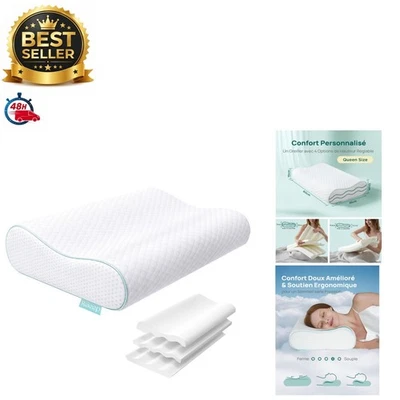 Oreiller Ergonomique Réglable en Hauteur Mousse à Mémoire de Forme - Photo 1/4