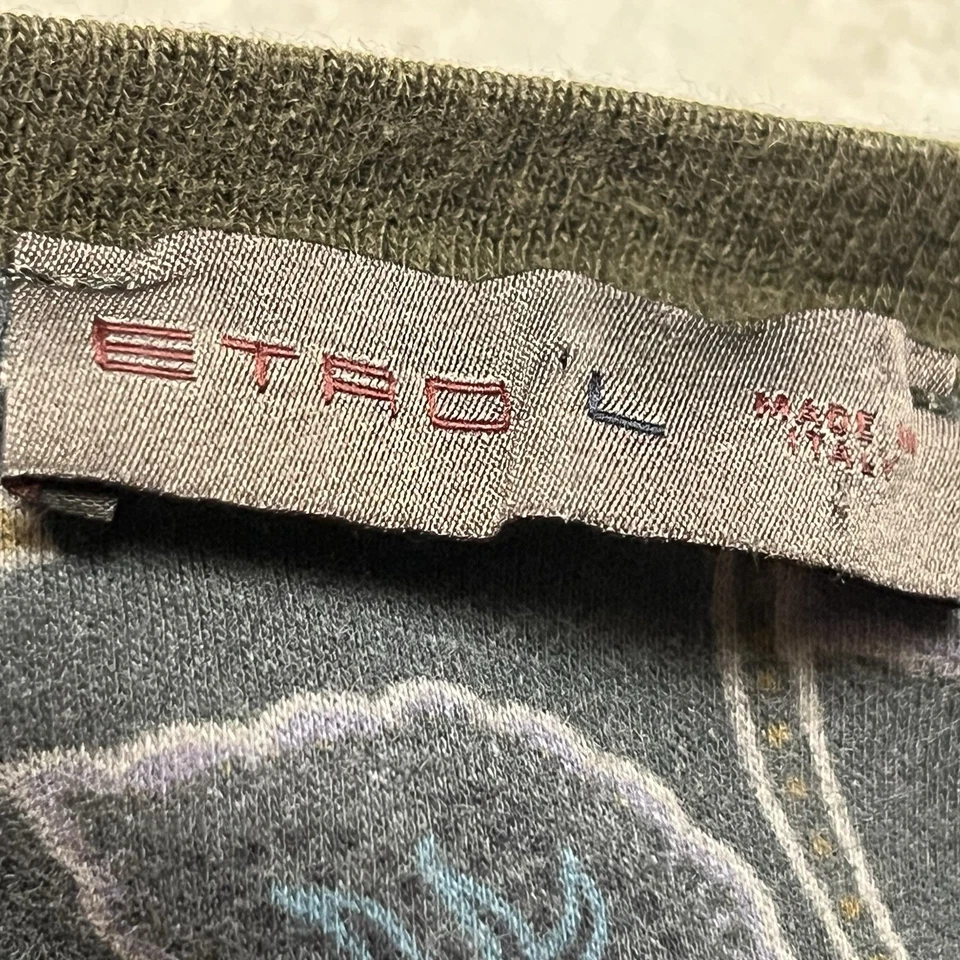 Camiseta de algodón con estampado de flores multicolor Etro para mujer manga corta Italia talla M Foto 4 de 4