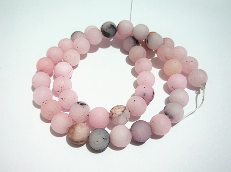 1filo/46pz perline pietre dure diaspro rosa /cherry blossom naturale 8mm opache