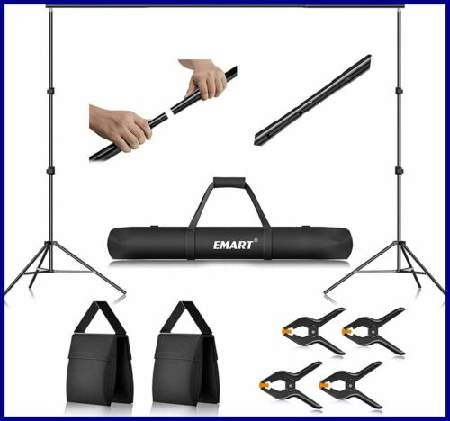 EMART EM-BS2030 Photo Video Studio 10Ft Adjustable Background Stand Backdrop - Afbeelding 1 van 7