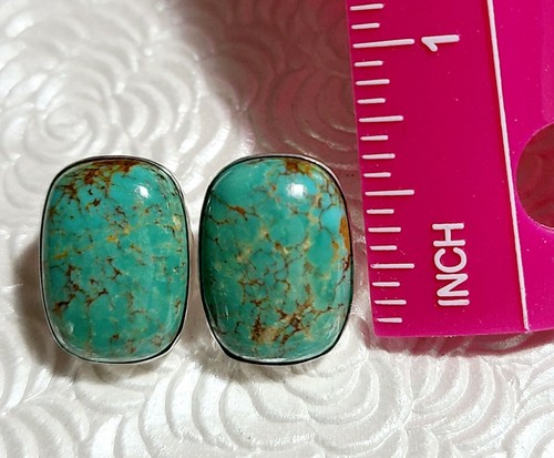 New Jay King Stud Earrings Turquoise Sterling 925 Lonesome Pine Mountain ¹/²" - Picture 3 of 5