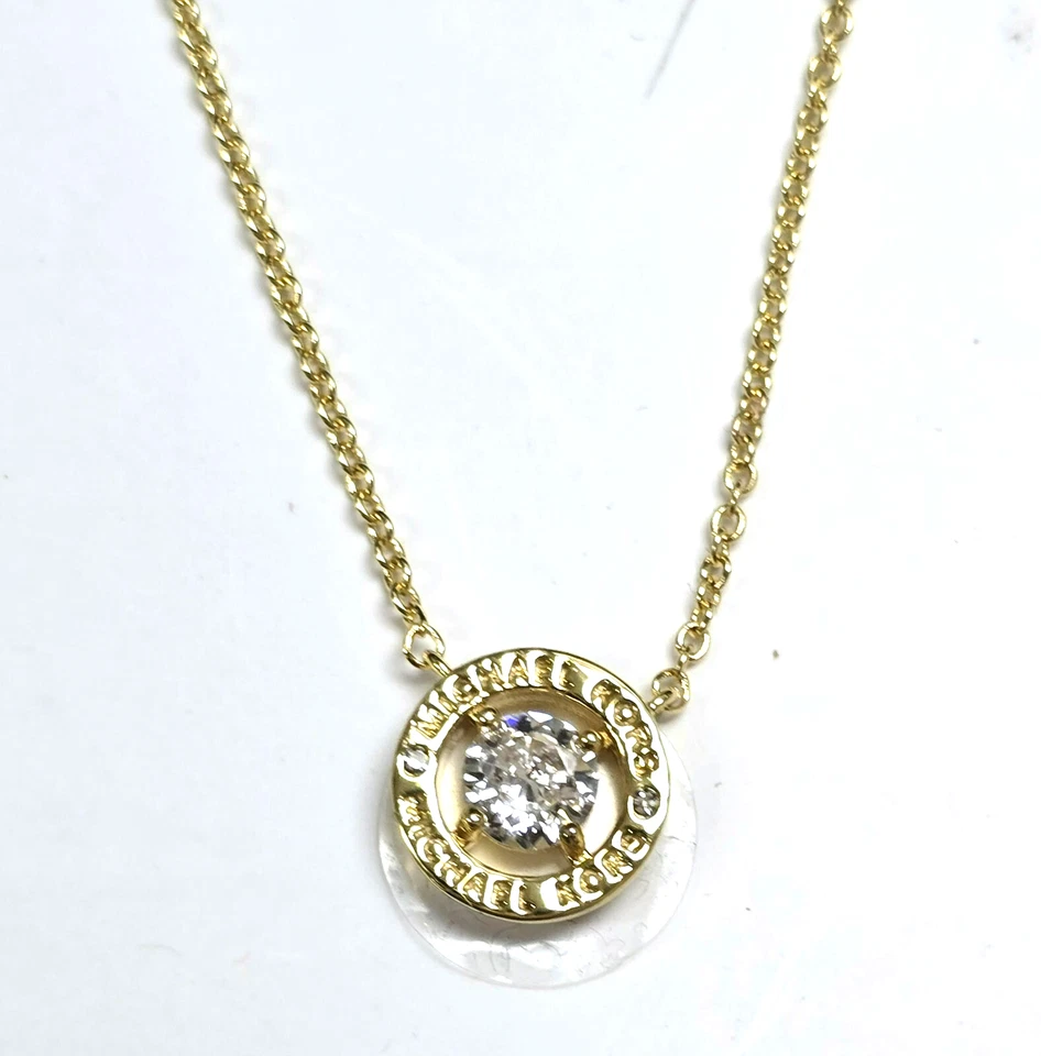 Collana Halo In Ottone Dorato Con Charm In Cristallo Trasparente MKJ0100A - Immagine 4 di 4