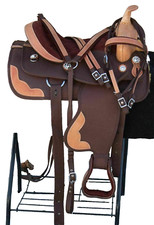 Stylish Synthetic Barrel Racing Western Horse Tack Saddle Size 15".