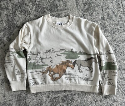 IML Isaac Morris Running Horses Western Cream Sweater Women’s Small - Main Image