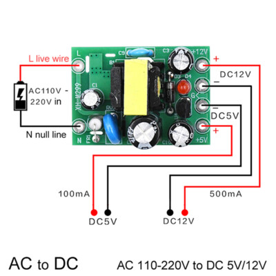 neu Mini-AC / DC-Wandler AC110V 220V auf DC 12V 0,2A + 5V-Modulplatine R.wy