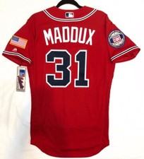 Authentic Majestic 48 XL, ATLANTA BRAVES RED FLEX BASE GREG MADDUX Jersey