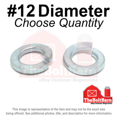 #12 Medium Split Ring Lock Washers Medium Carbon Steel Zinc (Pick Quantity)