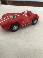 Vintage Eldon Slot Car Open Roadster 1/32 Red #8 With Driver Runs!!