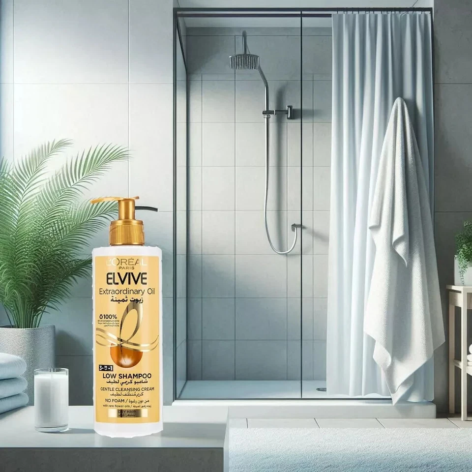 4X L'Oréal Paris Elvive Extraordinary Oil Low Shampoo No Foam For Dry Hair 400ml - Image 4 of 4