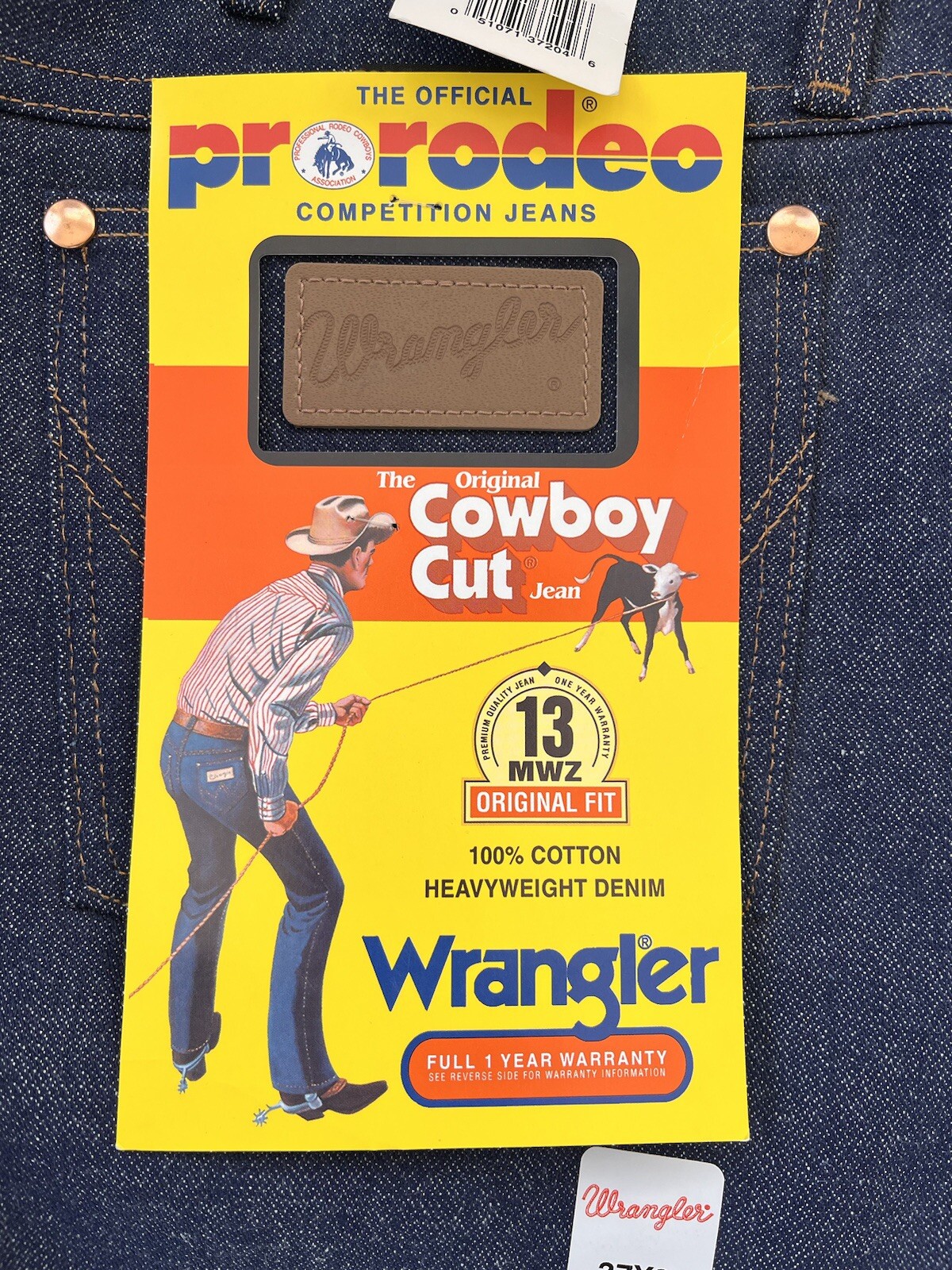 NOS Vintage Wrangler Pro Rodeo Competition Jeans 37 X 36 Orig Fit Over Boots image 2