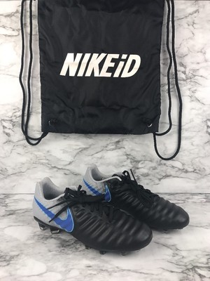 Nike ID Tiempo Ligera IV FG Soccer Cleats Black Gray Blue Size 7.5 | eBay