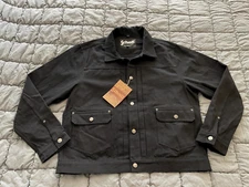 Schott NYC black 8402 cotton cavalry twill trucker jacket work coat L mens NEW
