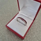 Ember Garnet  half eternity ring  in Platinum over Silver