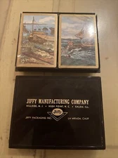VINTAGE AD JIFFY MANUFACTURING CO. REDISLIP PLAYING CARDS IN BOX 2 SEALED DECKS