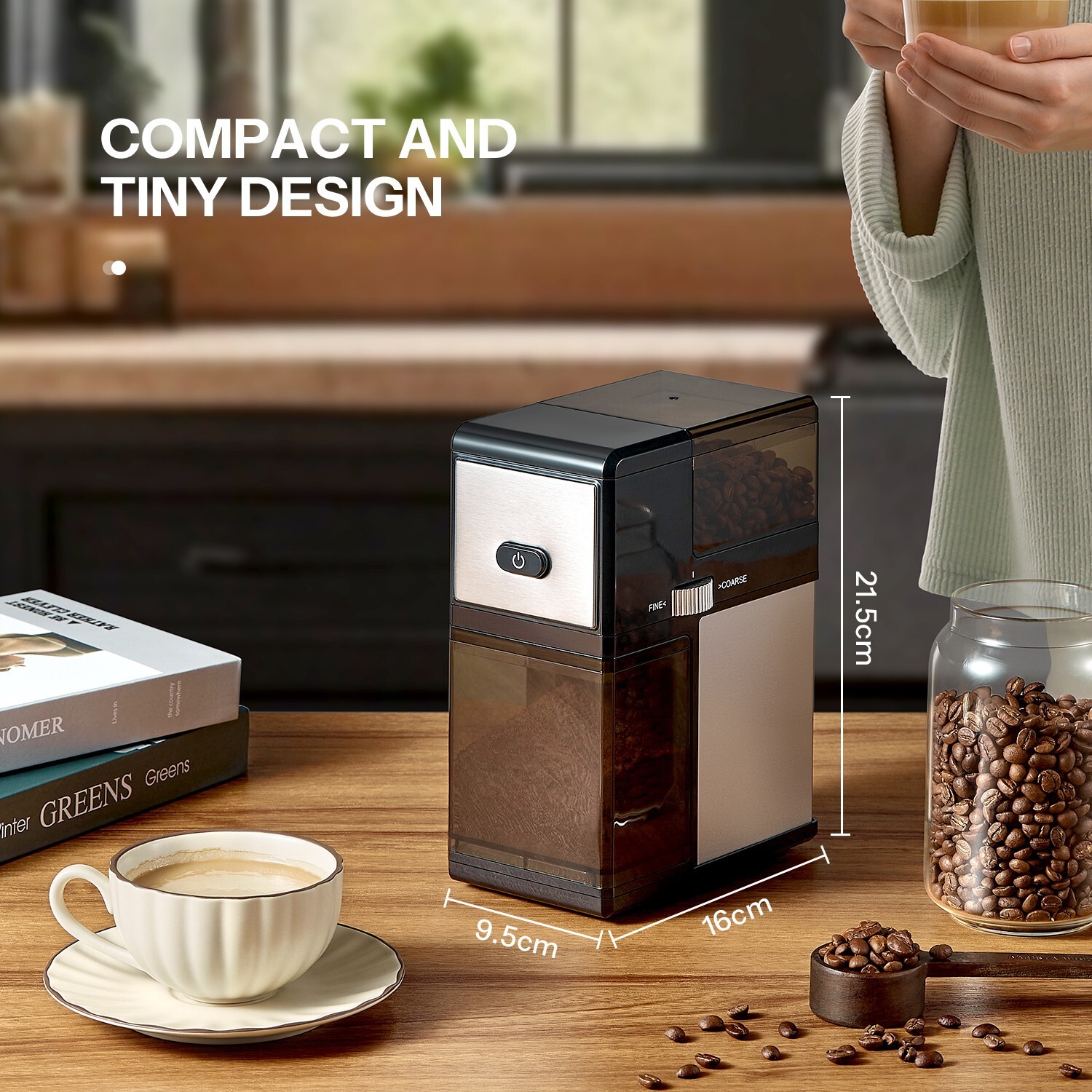 Electric Burr Coffee Grinder for French Press, Drip, Espresso, Adjustable