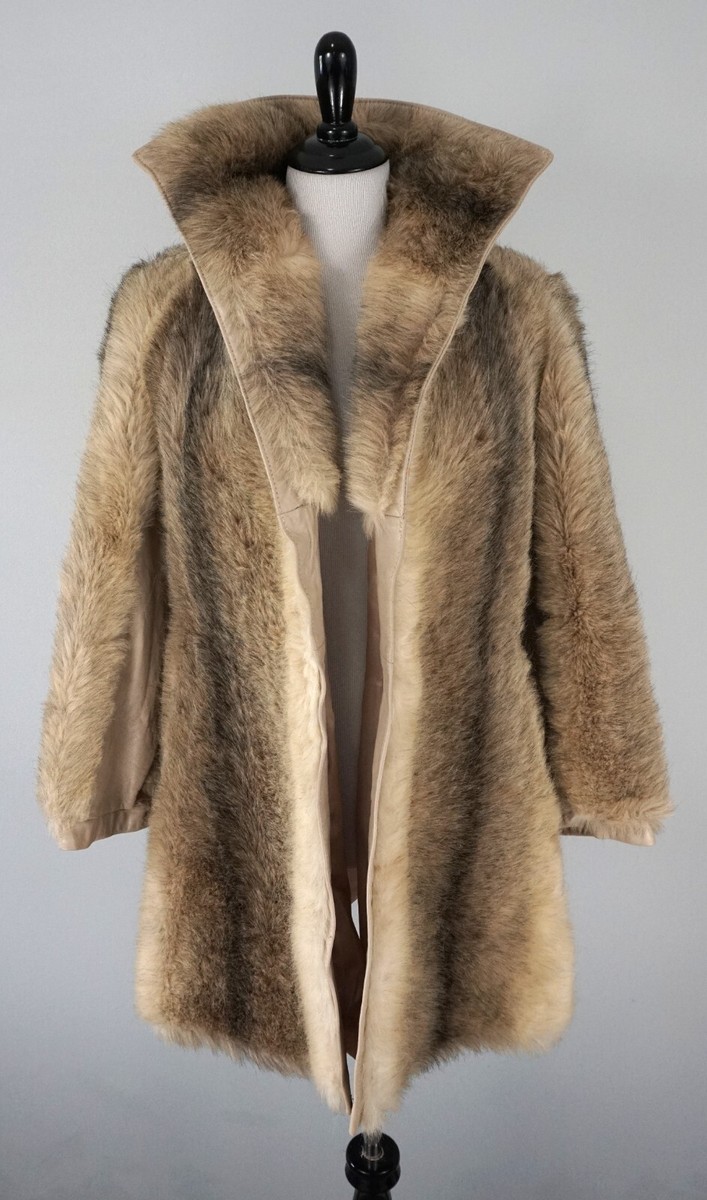 美品⭐️『beautiful people』nylon modscoat Vintage Made in England Acrylic Faux Fur High Collared Mid Length