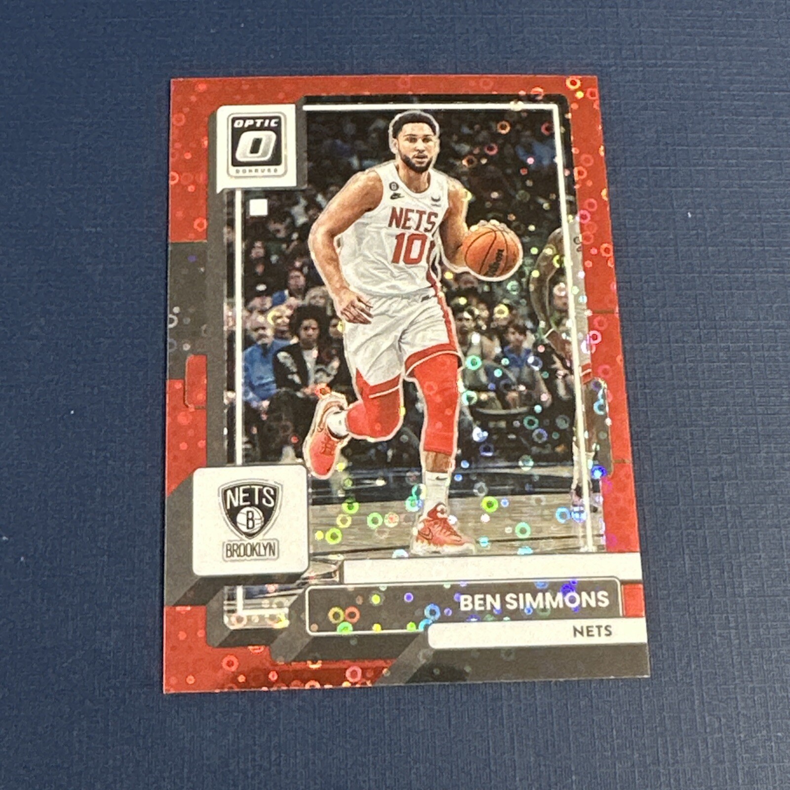 Ben Simmons 2022-23 Donruss Optic #16 Red Disco Prizm 20/75-Brooklyn Nets