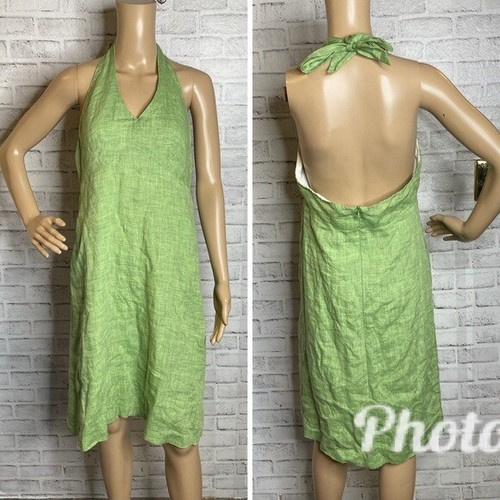 Anni Kuan green linen halter sundress 6