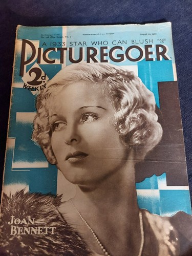 Vintage PICTUREGOER Magazine 12 AUGUST 1933 Joan Bennett Cover Claudette Colbert