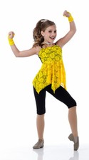 Adult Medium Babydoll Lace-tastic Dance Costume Jazz YELLOW w/ Handgloves Incl.