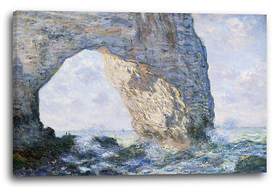 Lein-Wand-Bild Kunstdruck: Claude Monet - Das Manneporte bei Etretat (1883)