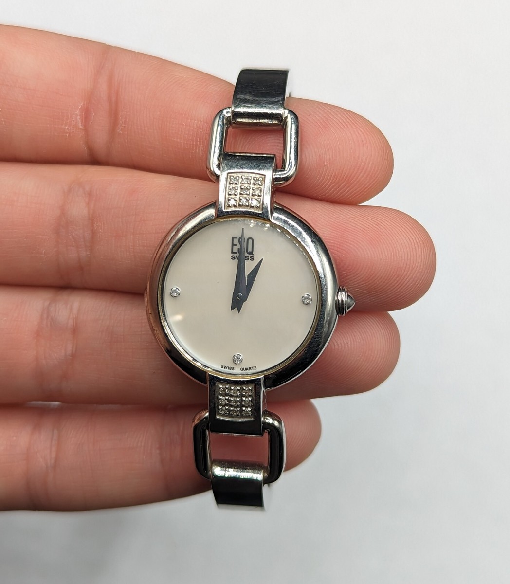 ESQ by Movado Watch E5407 Diamonds SS White MOP Dial Bangle Bracelet ESQ by Movado E5407 Diamonds SS White MOP Dial Bangle  main image 3