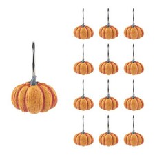 Fall Pumpkin Decorative Shower Curtain Hooks Autumn Harvest Festival Shower C...