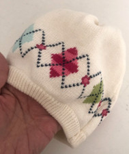 New Girls SZ 5-7 GYMBOREE Smart  Sweet Argyle Knit HAT Cap Pink Blue Red DAISY