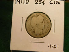 1911 D   Barber Quarter  Item # 11721