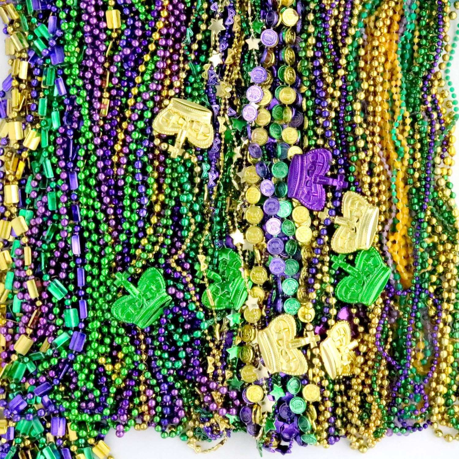 100 Pcs Mardi Gras Metallic Bead Necklaces for Party Favors, Mardi Gras Party, N