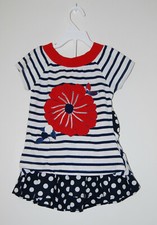 NWT Beetlejuice Girls Navy Blue Striped Applique 2pc SS Top Skirt Set sz 6X