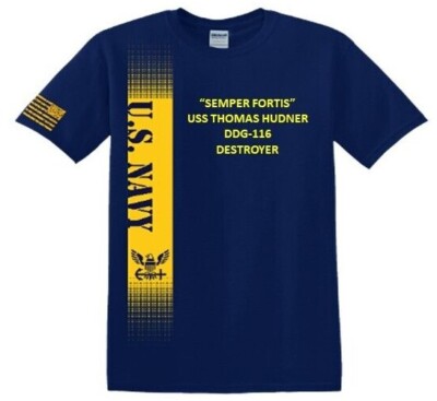 USS THOMAS HUDNER *DDG-116*DESTROYER*VINYL&SILK SCREEN*NAVY LICENSED SHIRT