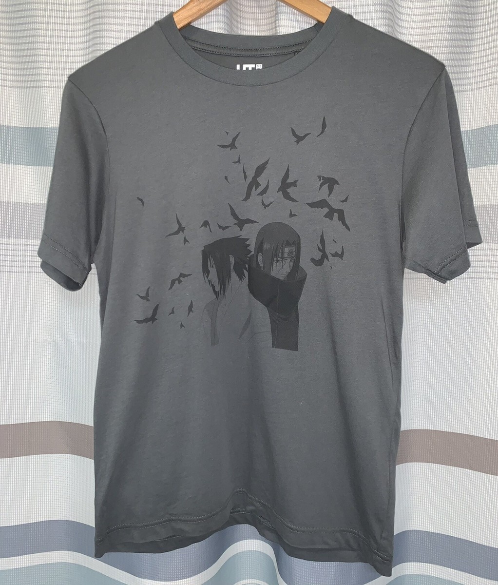 Uniqlo X Naurto Manga UT Shirt Sasuke And Itachi Uchiha Small Gray